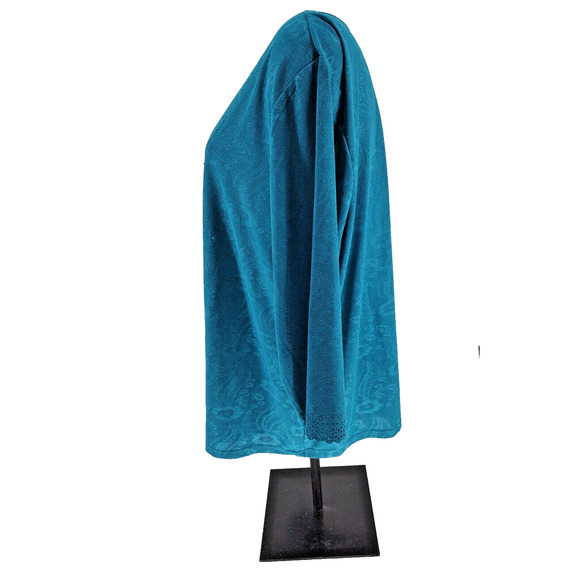 Pink Collection Woman's Teal One Piece Tank Cover-up Size 2X Scallop Edge Button - Picture 3 of 8